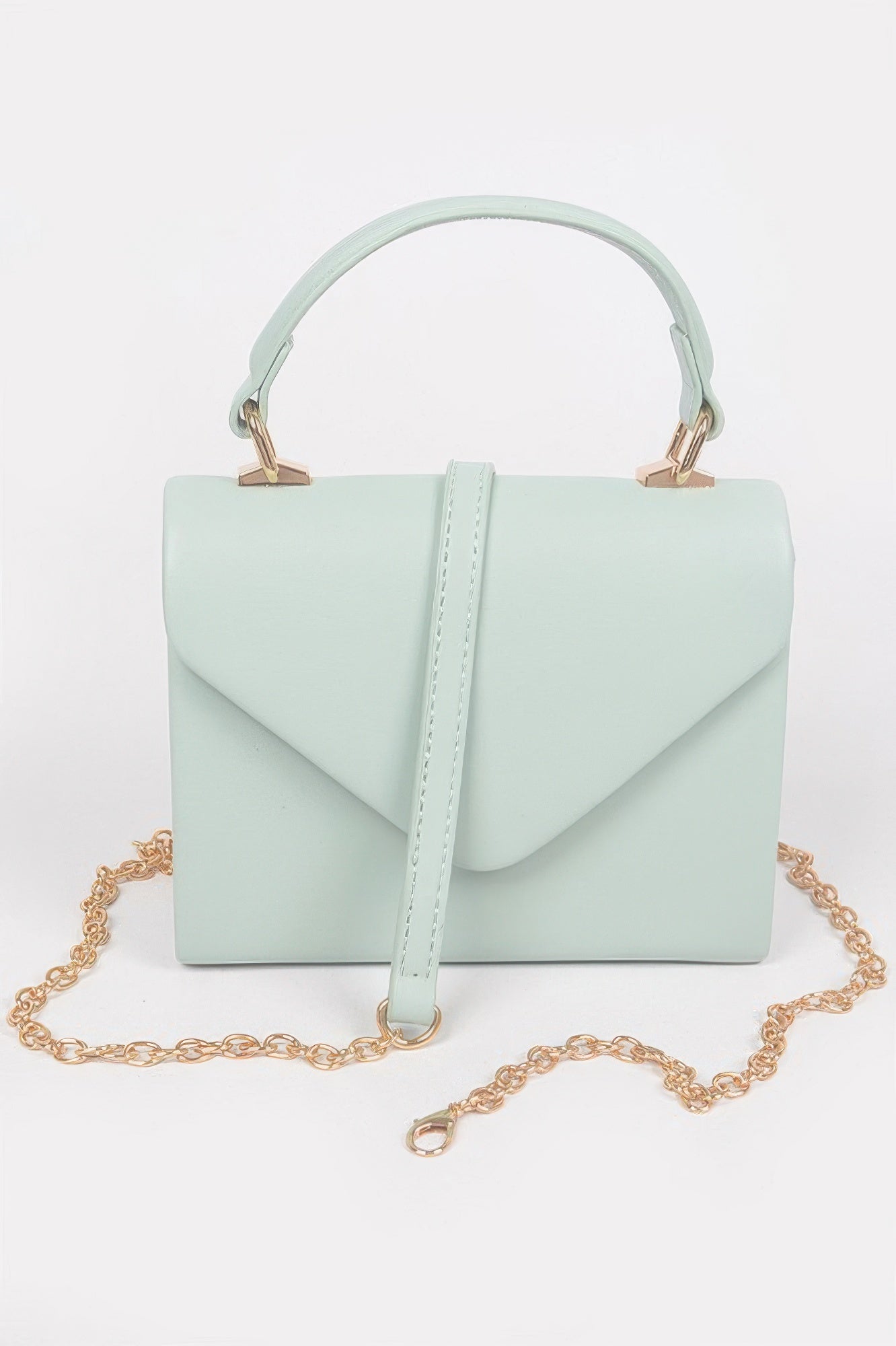 Faux Leather Simple Handle Clutch