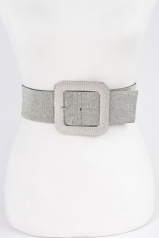 Rhinestone Buckle Plus Size Elastic Belt