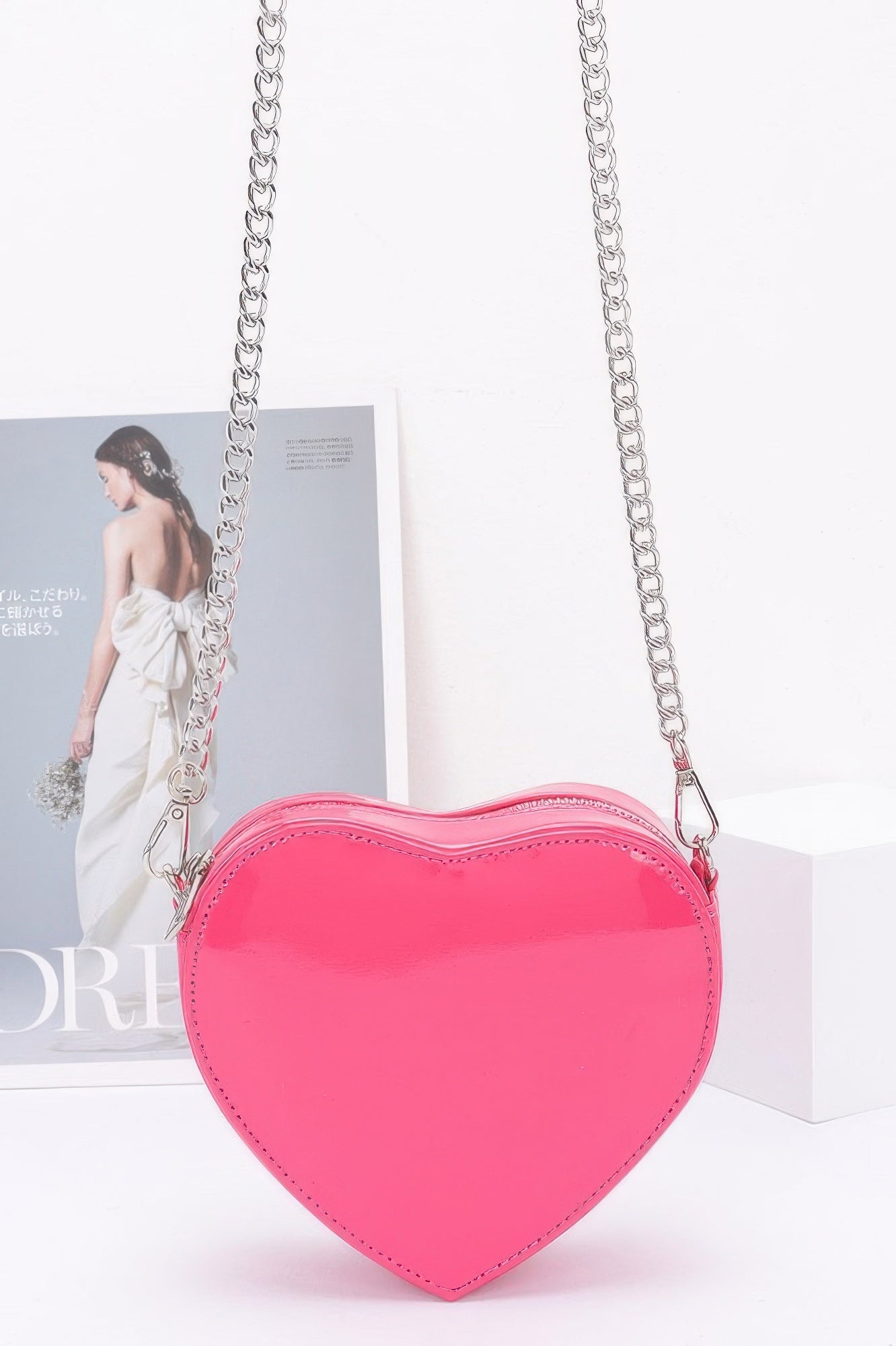Enamel Heart Shape Crossbody Bag