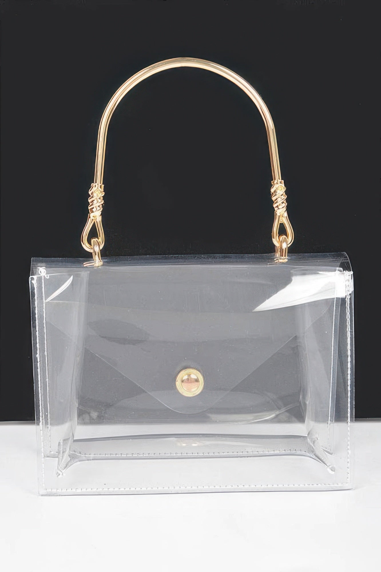 Transparent Metal Handle Flap Clutch