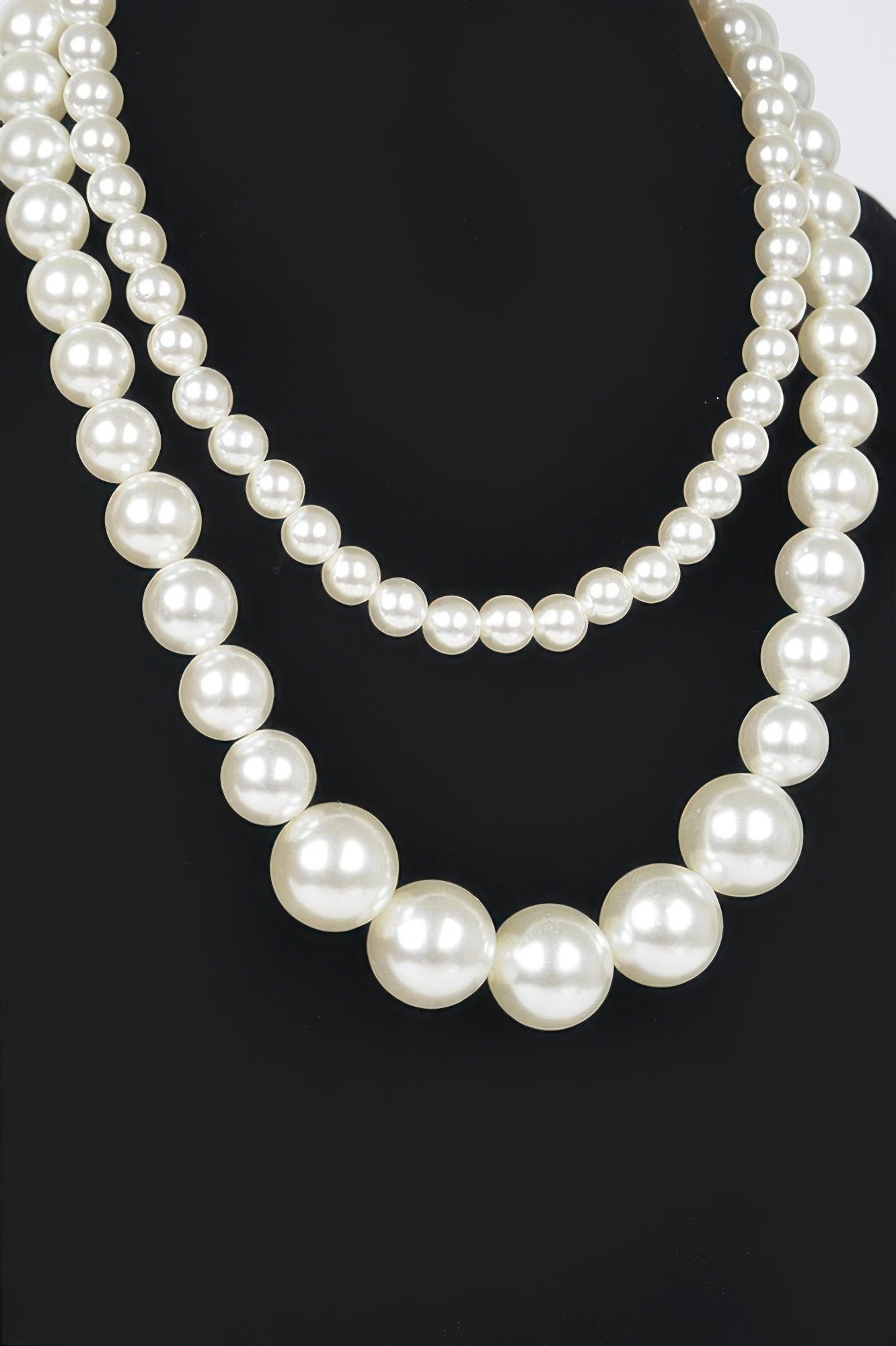 Multi Size Faux Pearl Double Layered Necklace