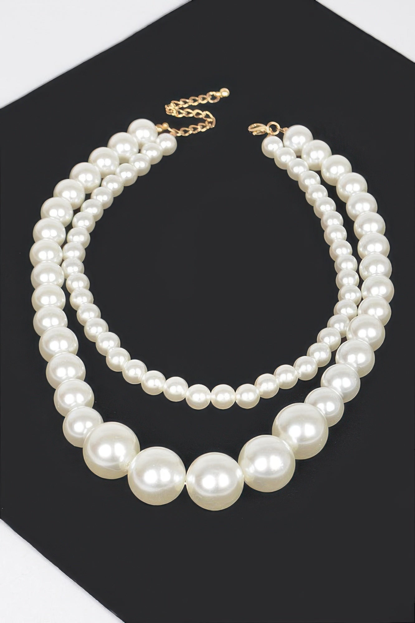 Multi Size Faux Pearl Double Layered Necklace
