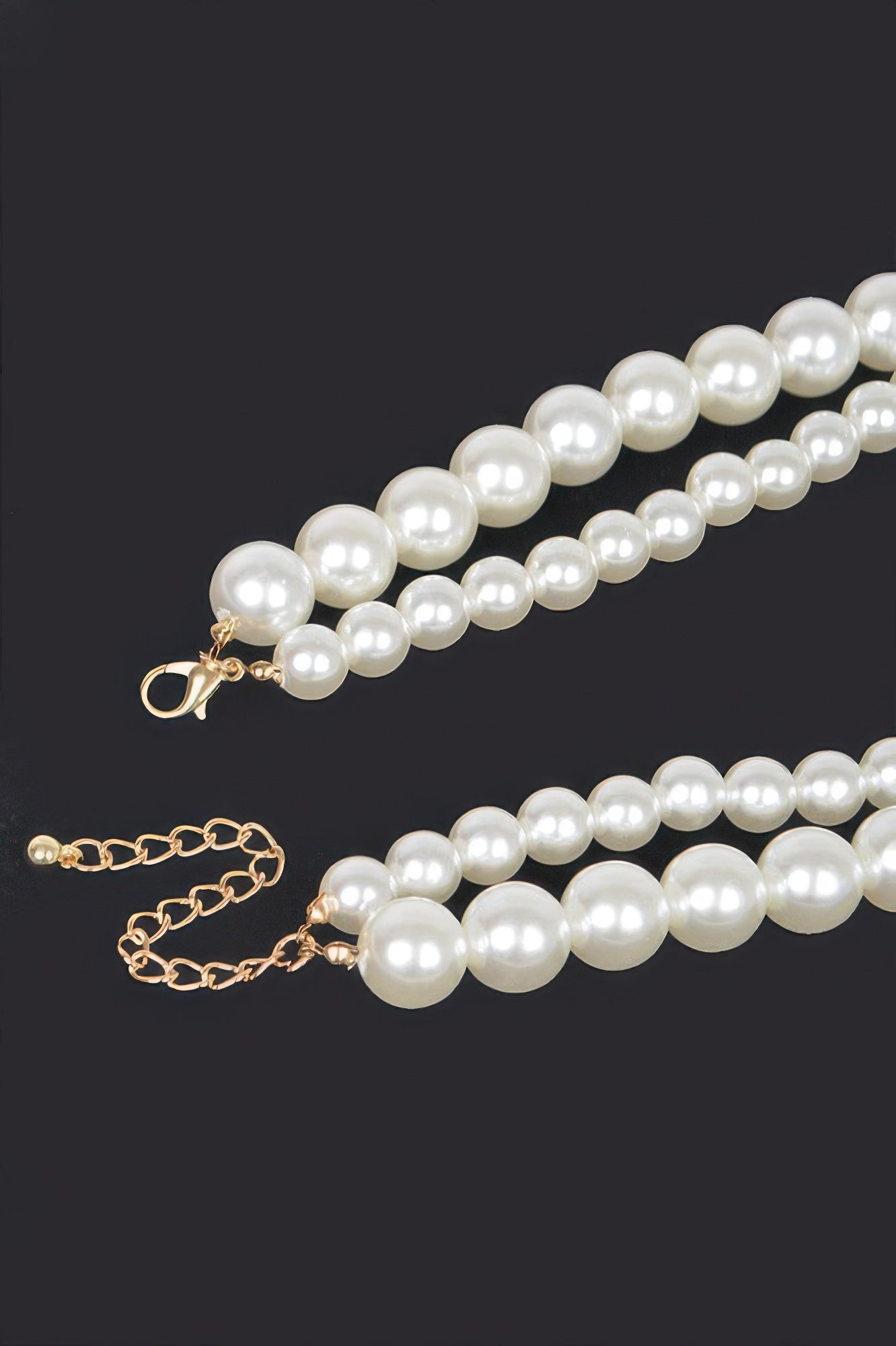 Multi Size Faux Pearl Double Layered Necklace