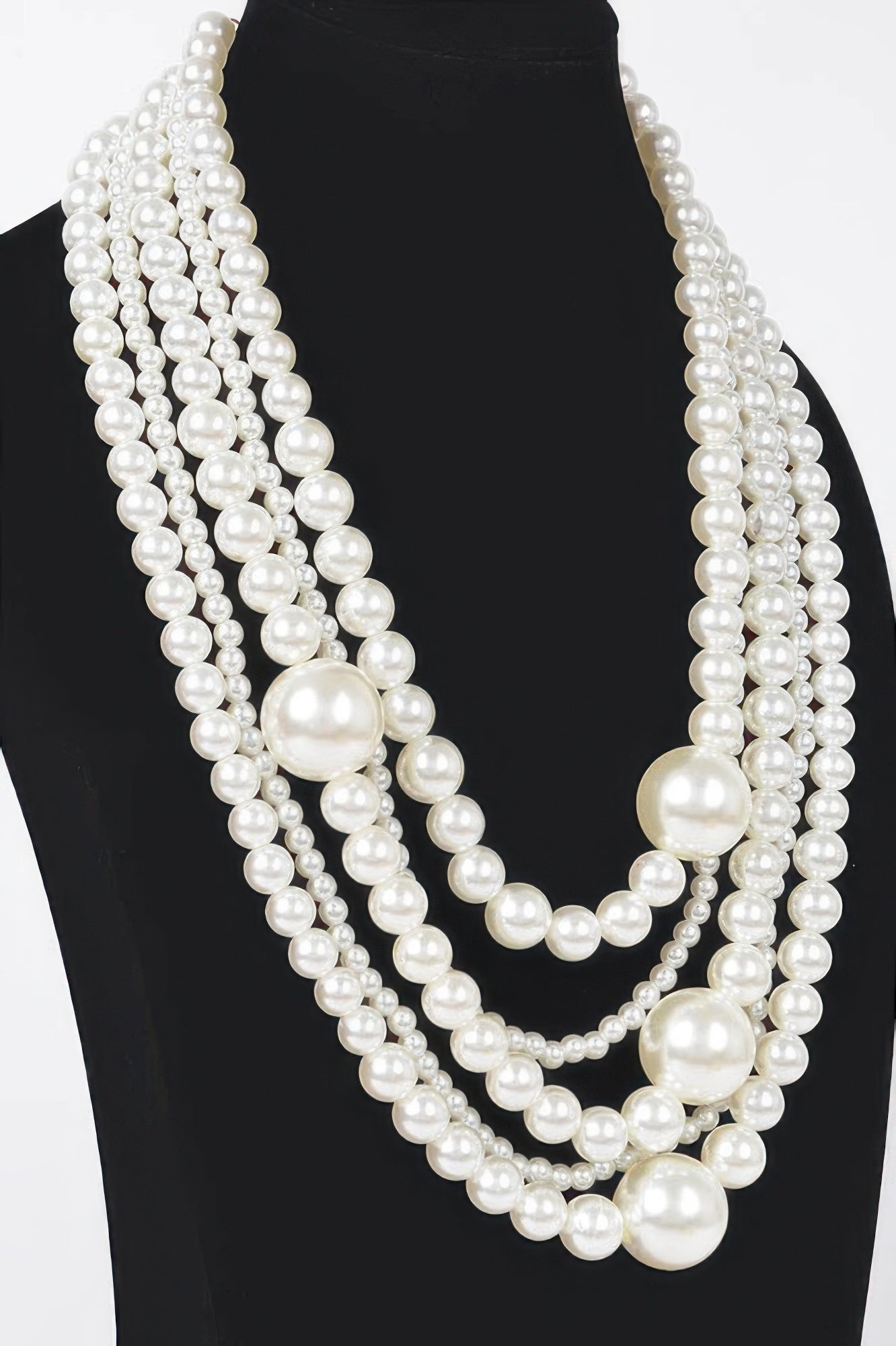 Multi Pearl Layered Necklace W/earring