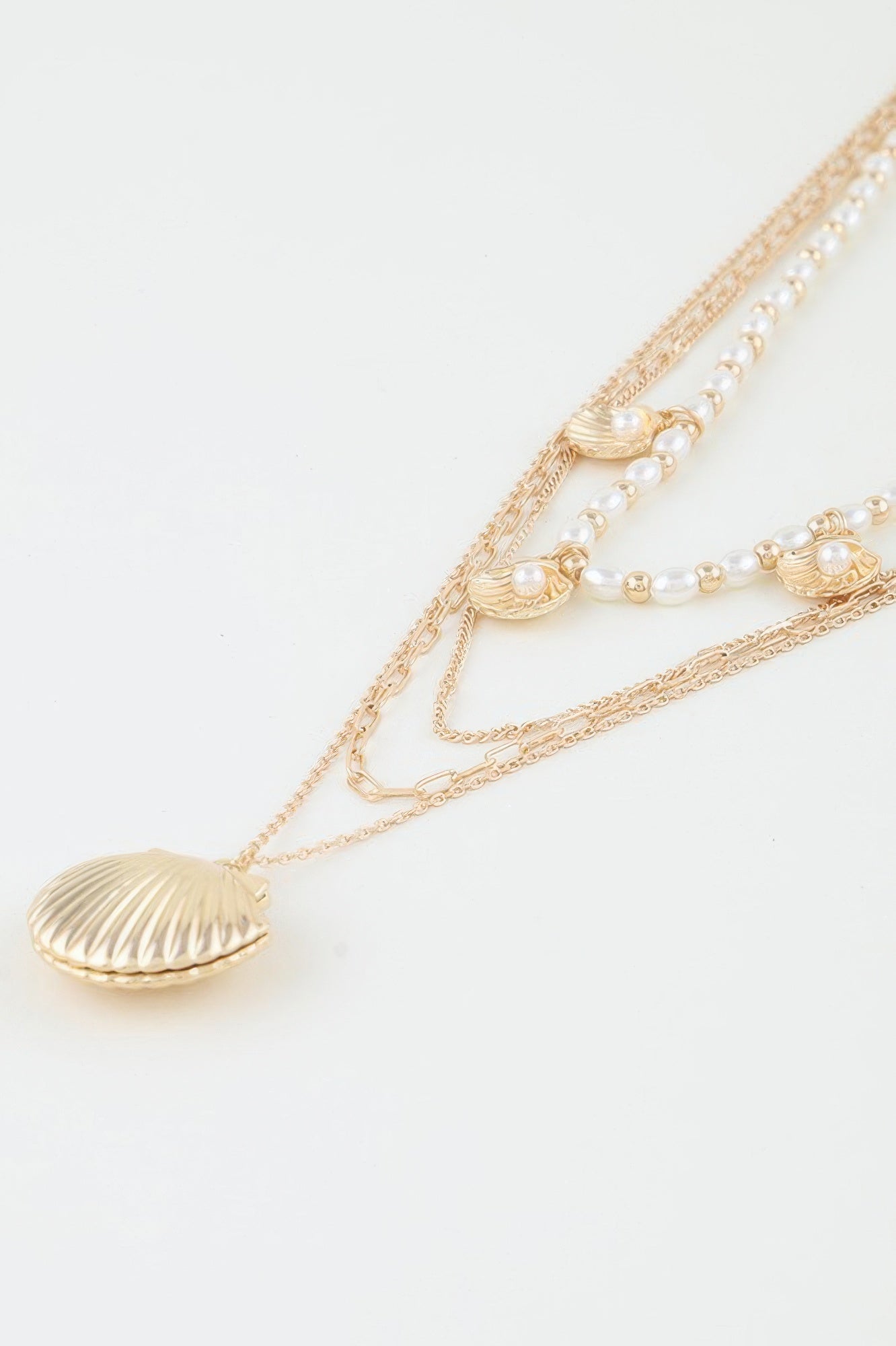 Multi Seashell Charm Drop Necklace