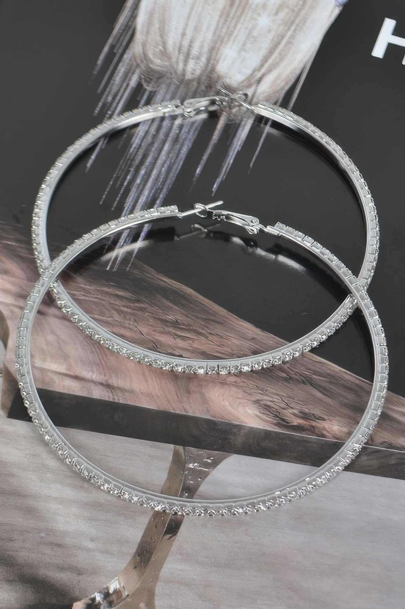 8cm Double Rhinestone Hoop Earrings