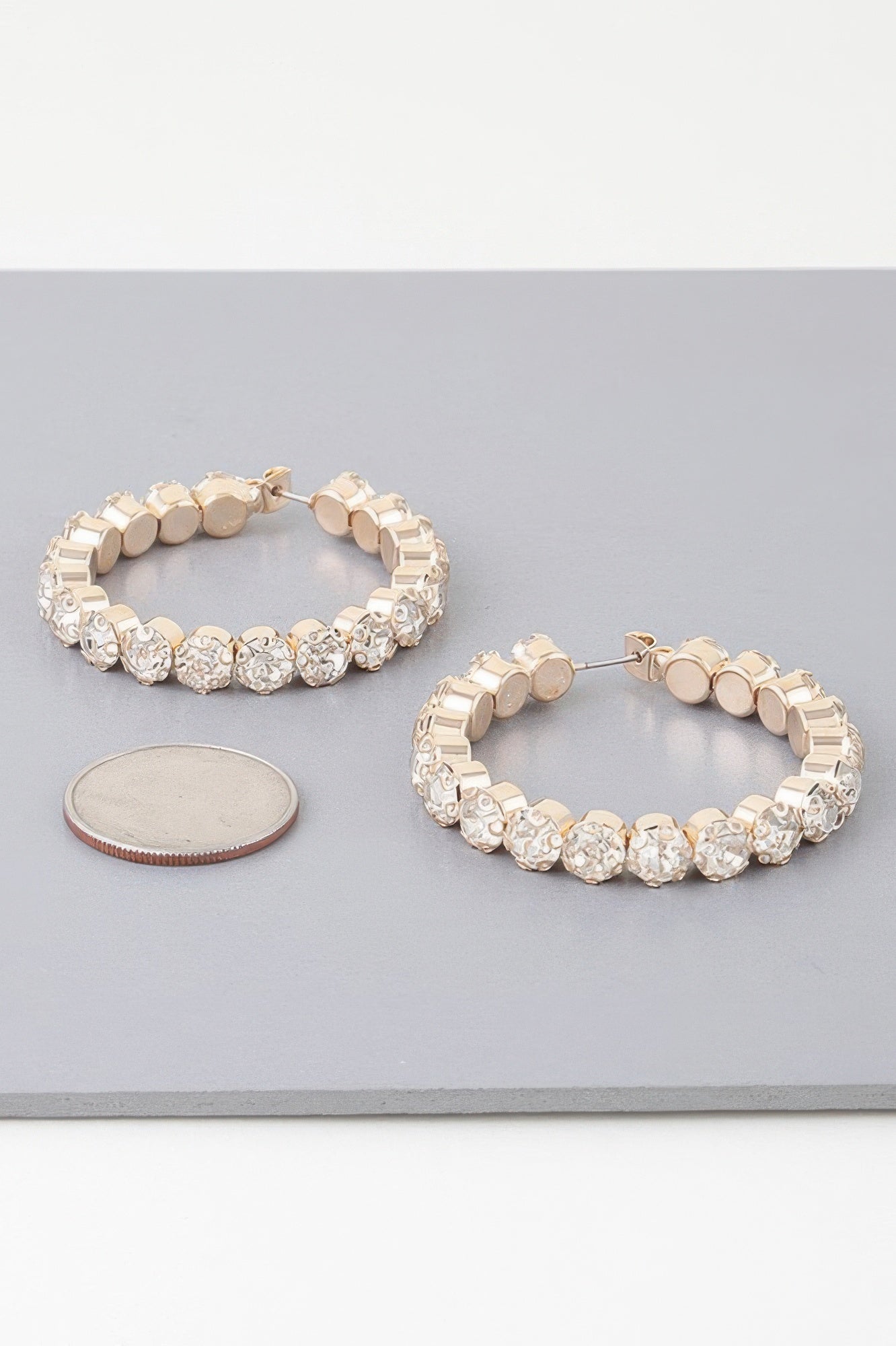 Geometric Rhinestone Cut Hoop Earrings