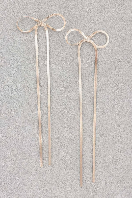 Metal Snake Chain Ribbon Earrings