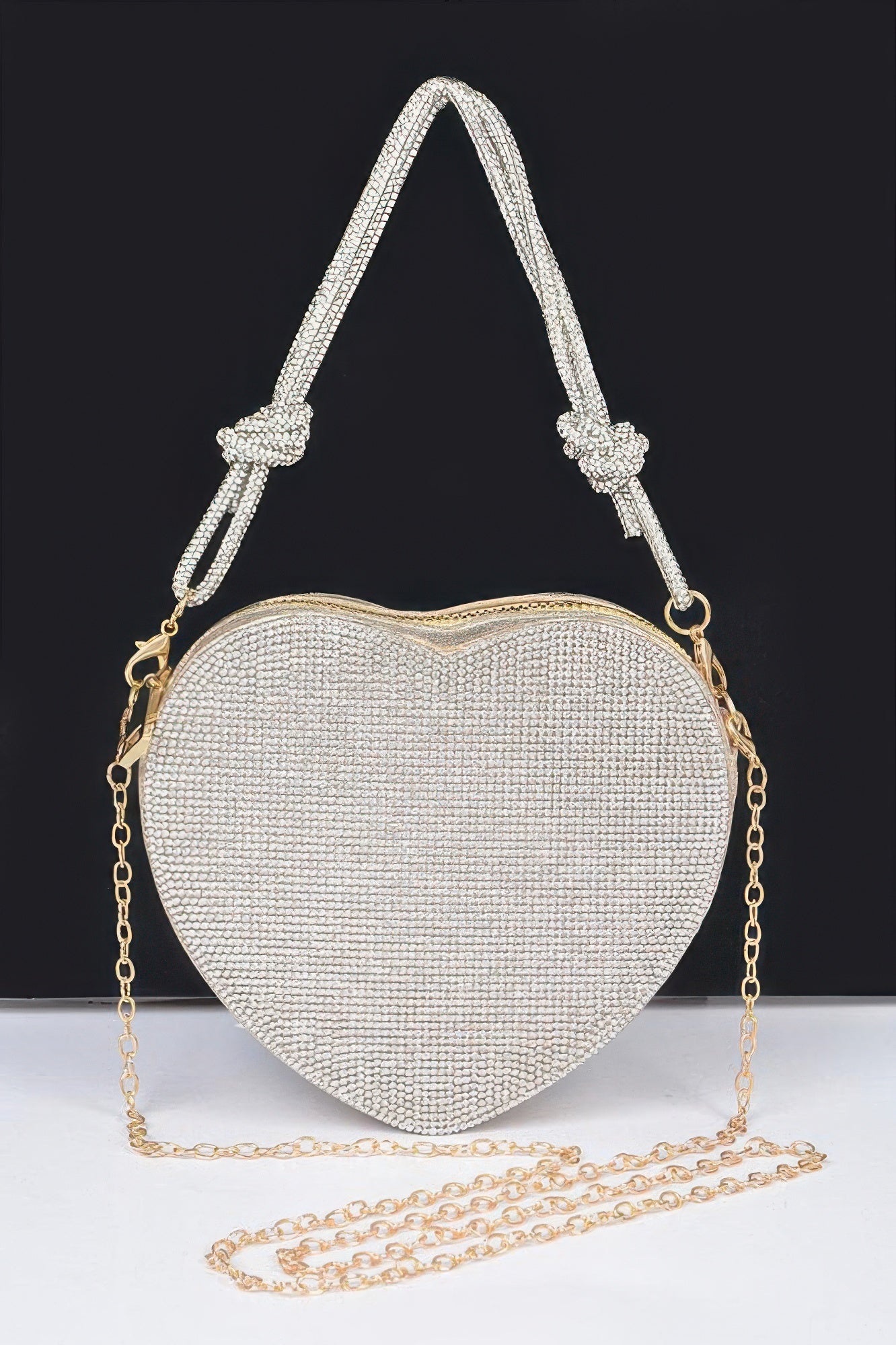 Rhinestone Heart Shape Clutch
