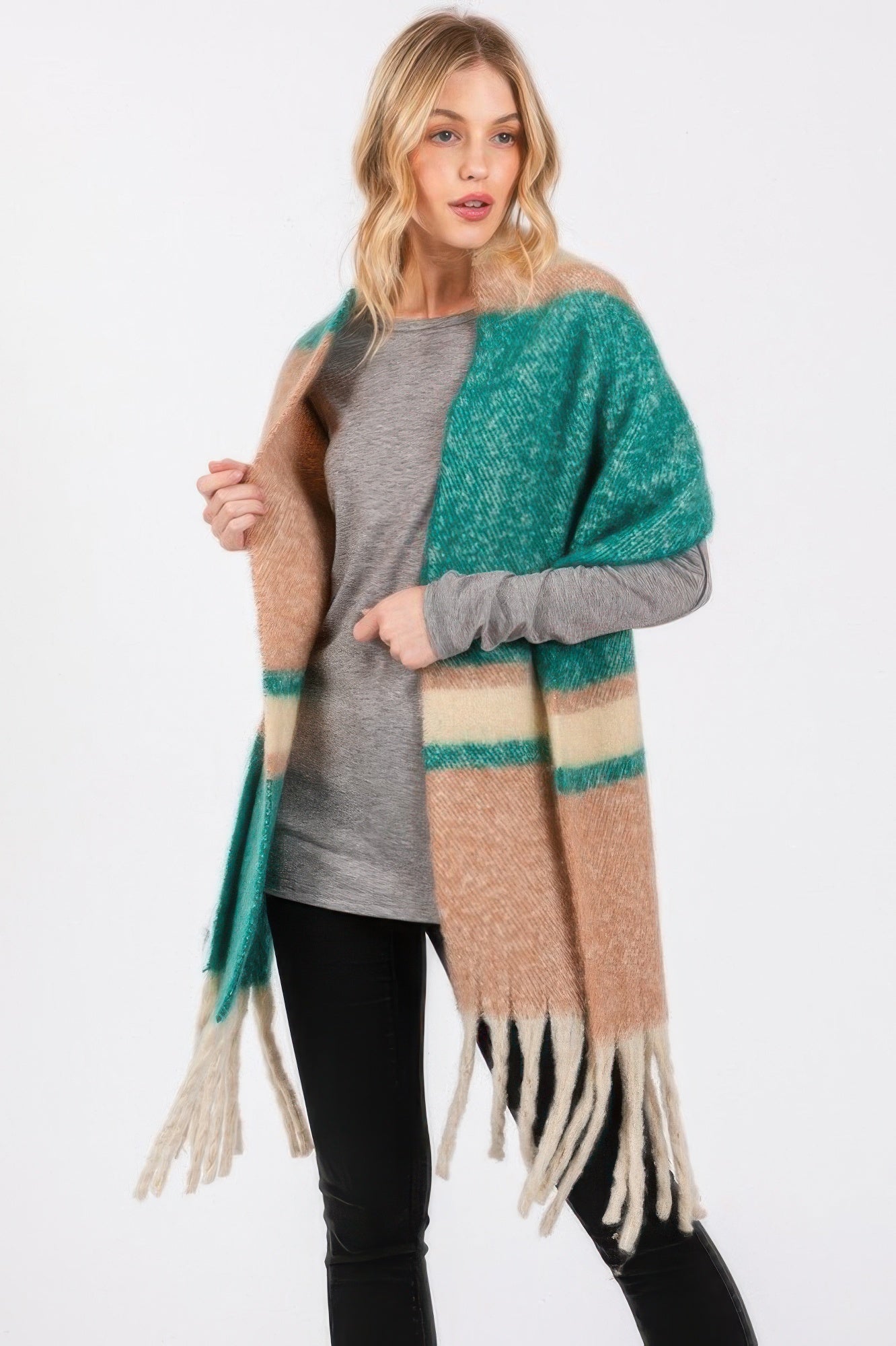 Brushed Multi Color Stripe Scarf