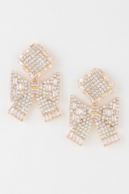 Elegant Bow Rhinestone Earrings