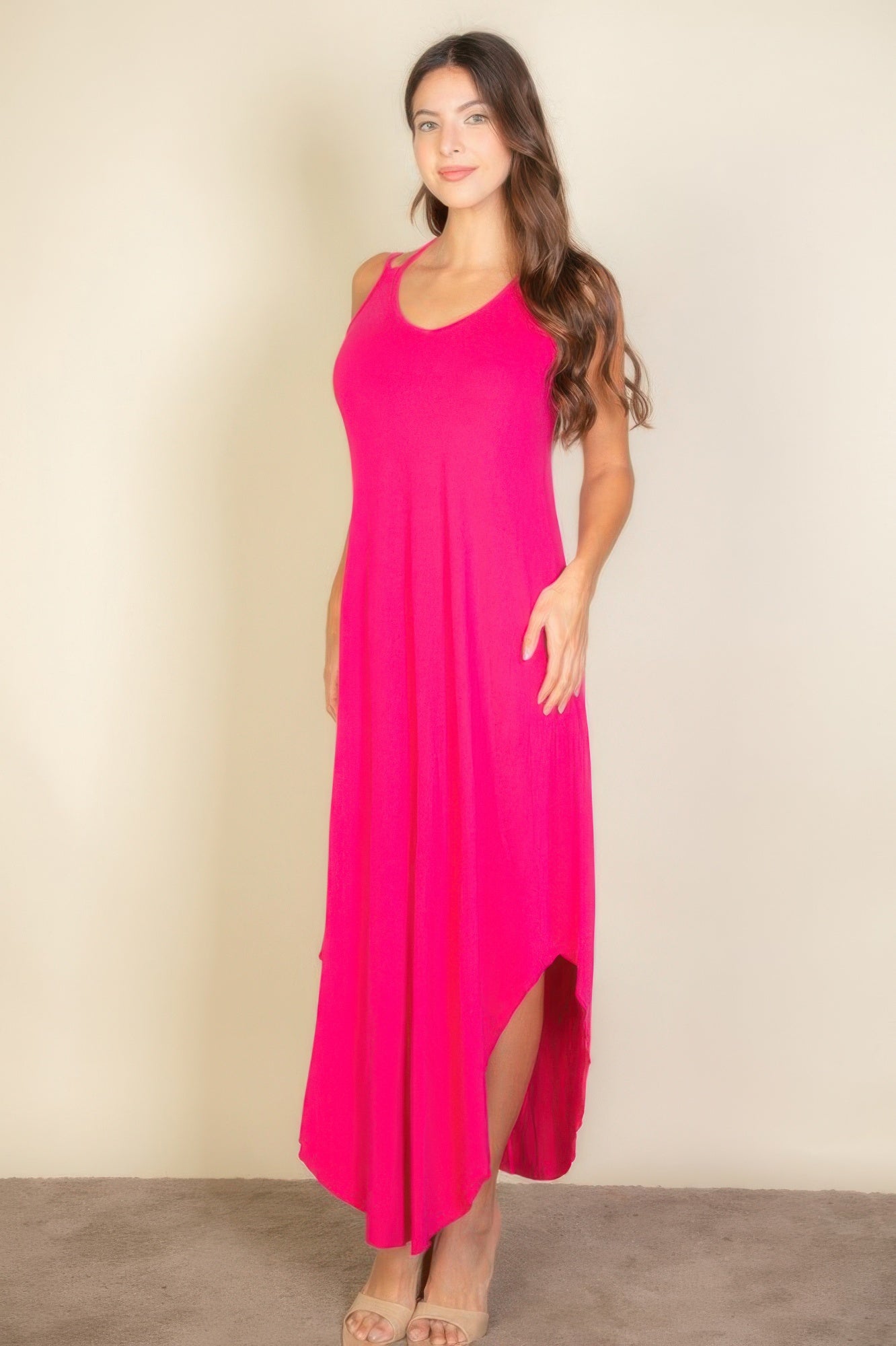Solid Cami Double Strap Loose Fit Dress