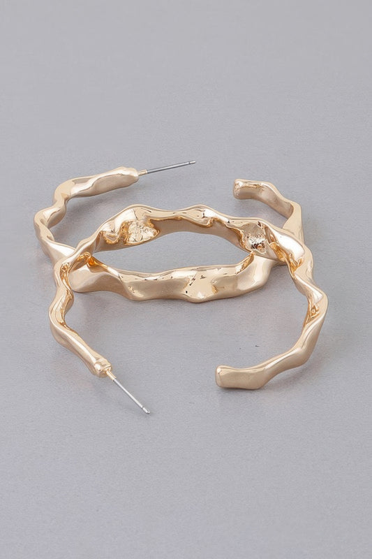Wavy Accent Hoop Earrings