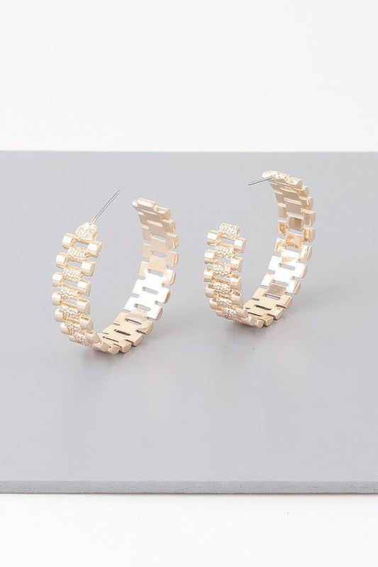 Triple Box Chain Hoop Earrings