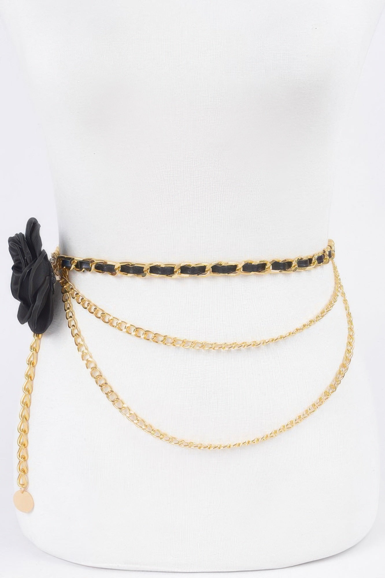Flower Metal Double Layered Chain Belt
