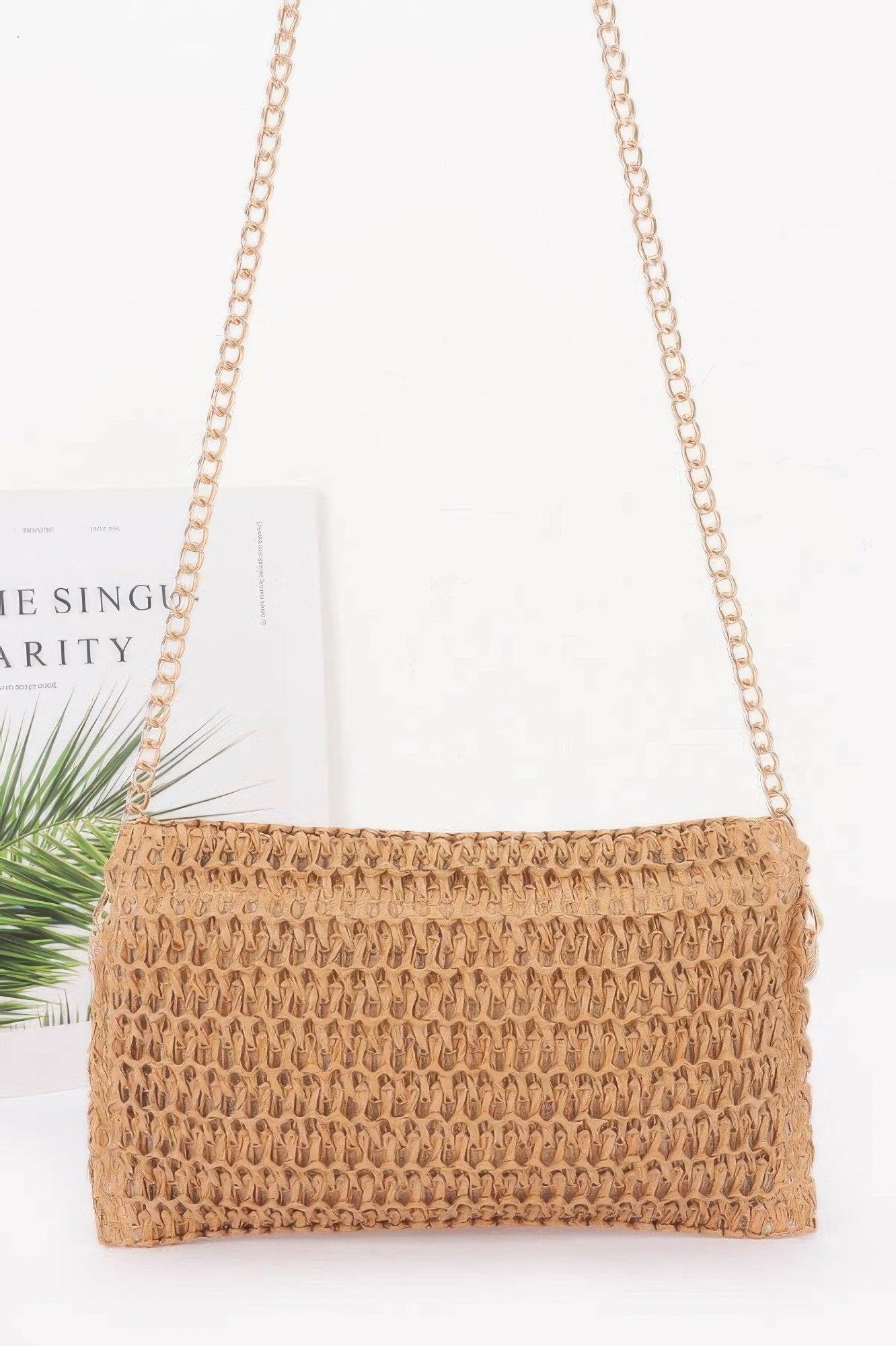 Faux Straw Cherry Clutch