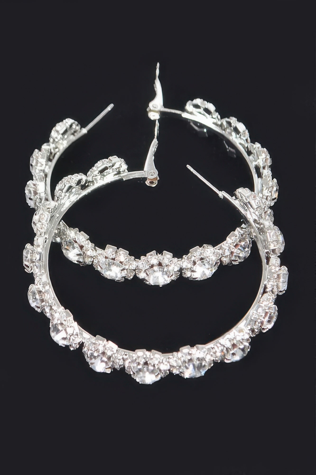 Multi Rhinestone Flower Hoop Earring