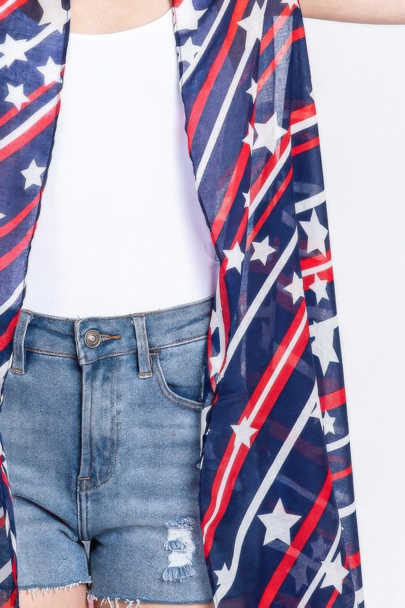 Diagonal Stripes And Stars Print Vest