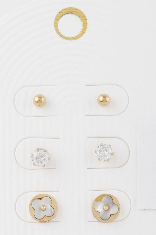 Multi Jewel Stud Earrings Set