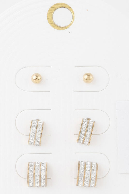 Multi Rhinestone Earrings Set