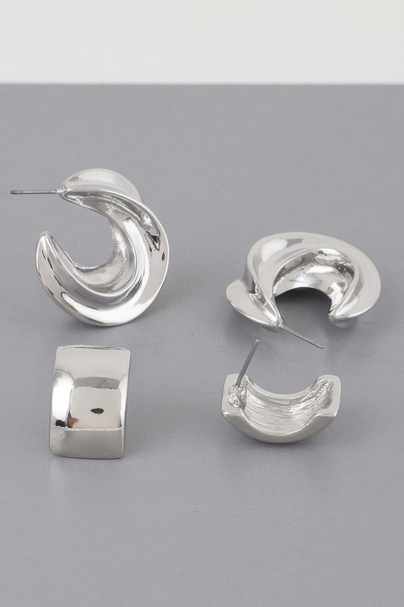 Two Pair Mini C Hoop Earrings Set