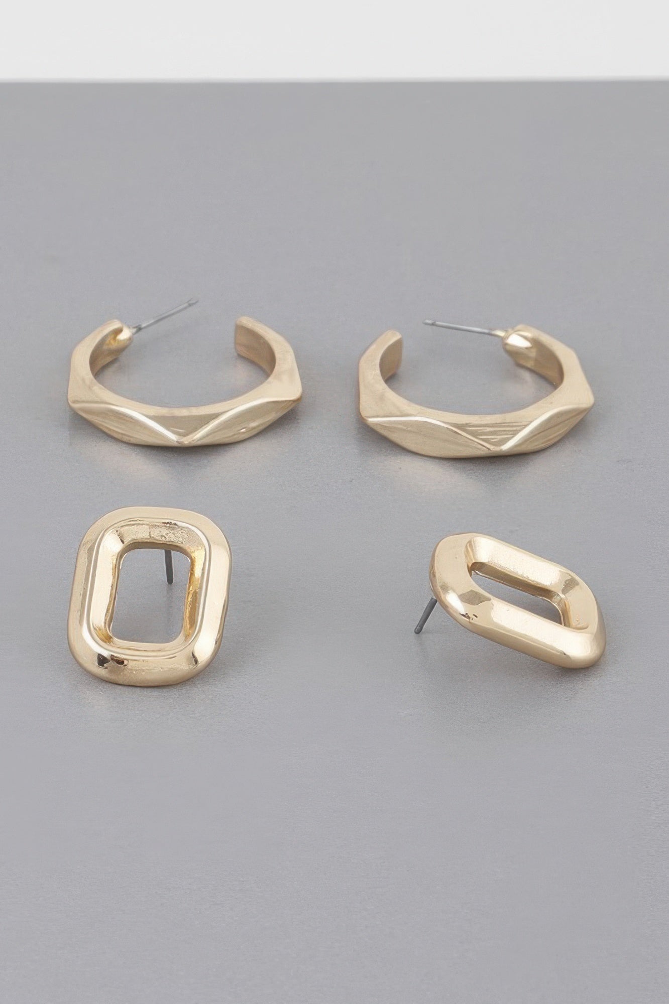 Copper Metal Clip Earrings Set