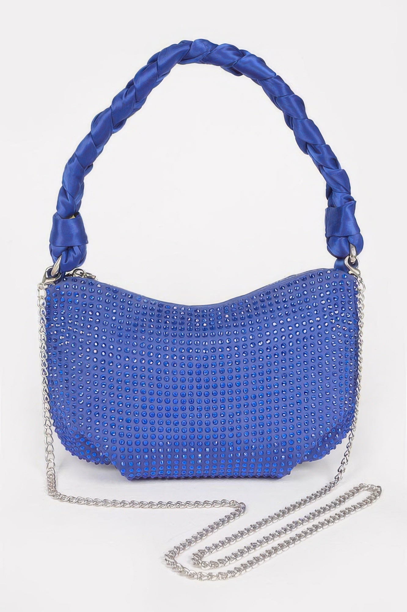 Hot Fix Stone Twisted Handle Small Hobo Bag