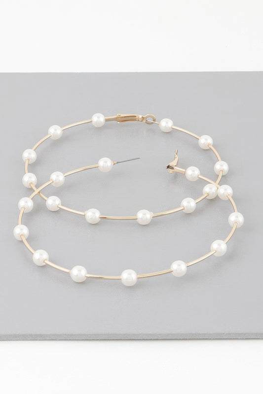 Oversized Stone Lined Hoop Earrings