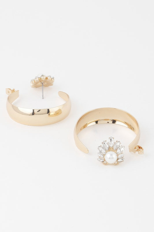 Shiny Pearl Hoop Earrings