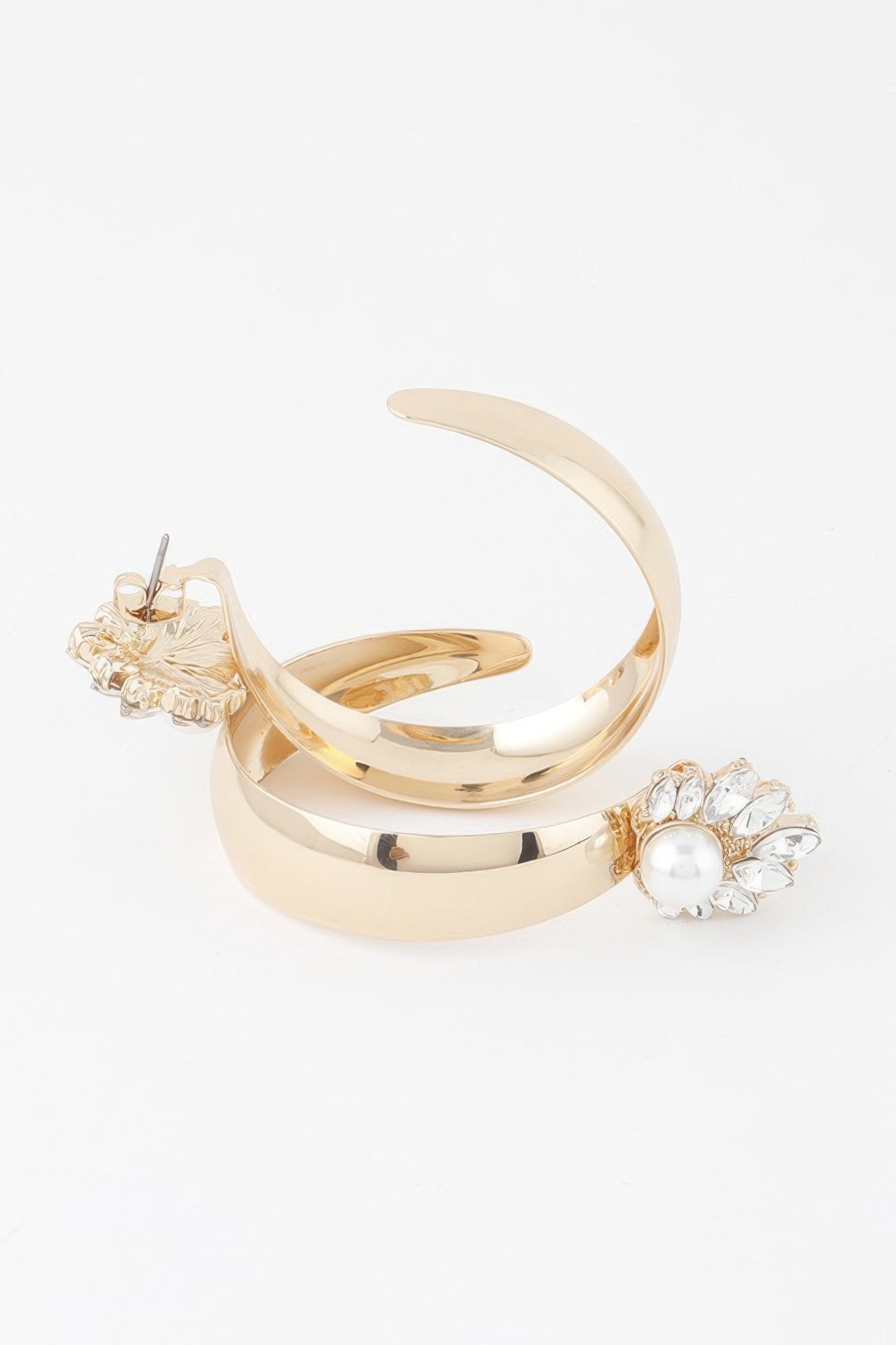 Shiny Pearl Hoop Earrings