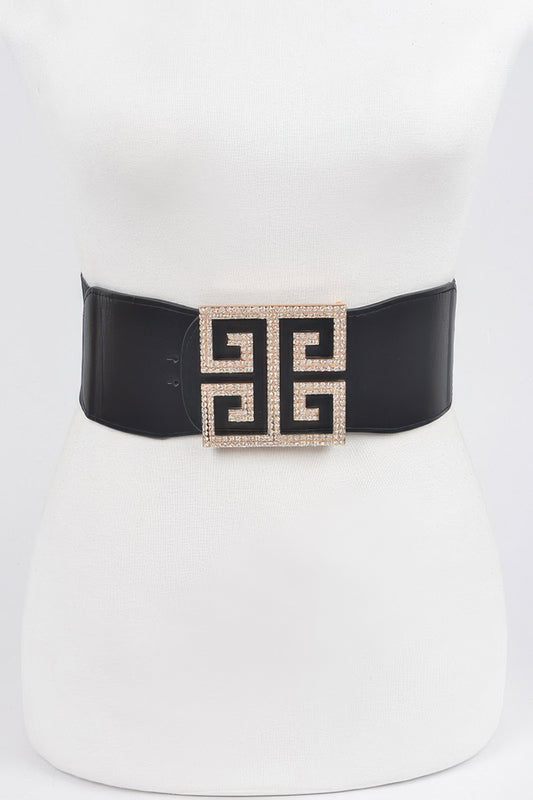 Rhinestone Buckle Stretch Belt