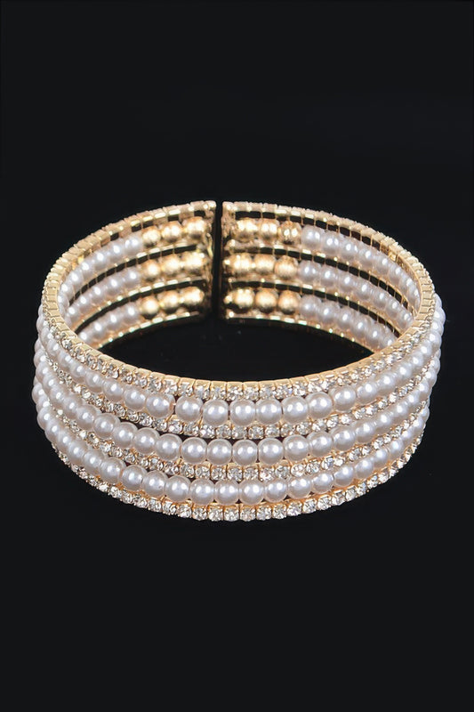 Pearl&stone Wire Bracelet