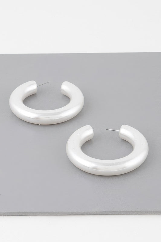 Polished Cream Hoop Earrings