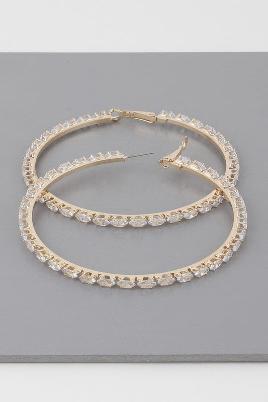 Teardrop Jeweled Hoop Earrings