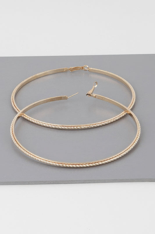 Wide Double Twisted Hoop Earrings