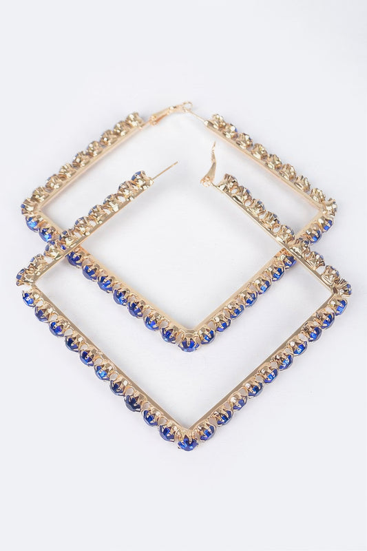 Rhinestone Square Hoop Earrings
