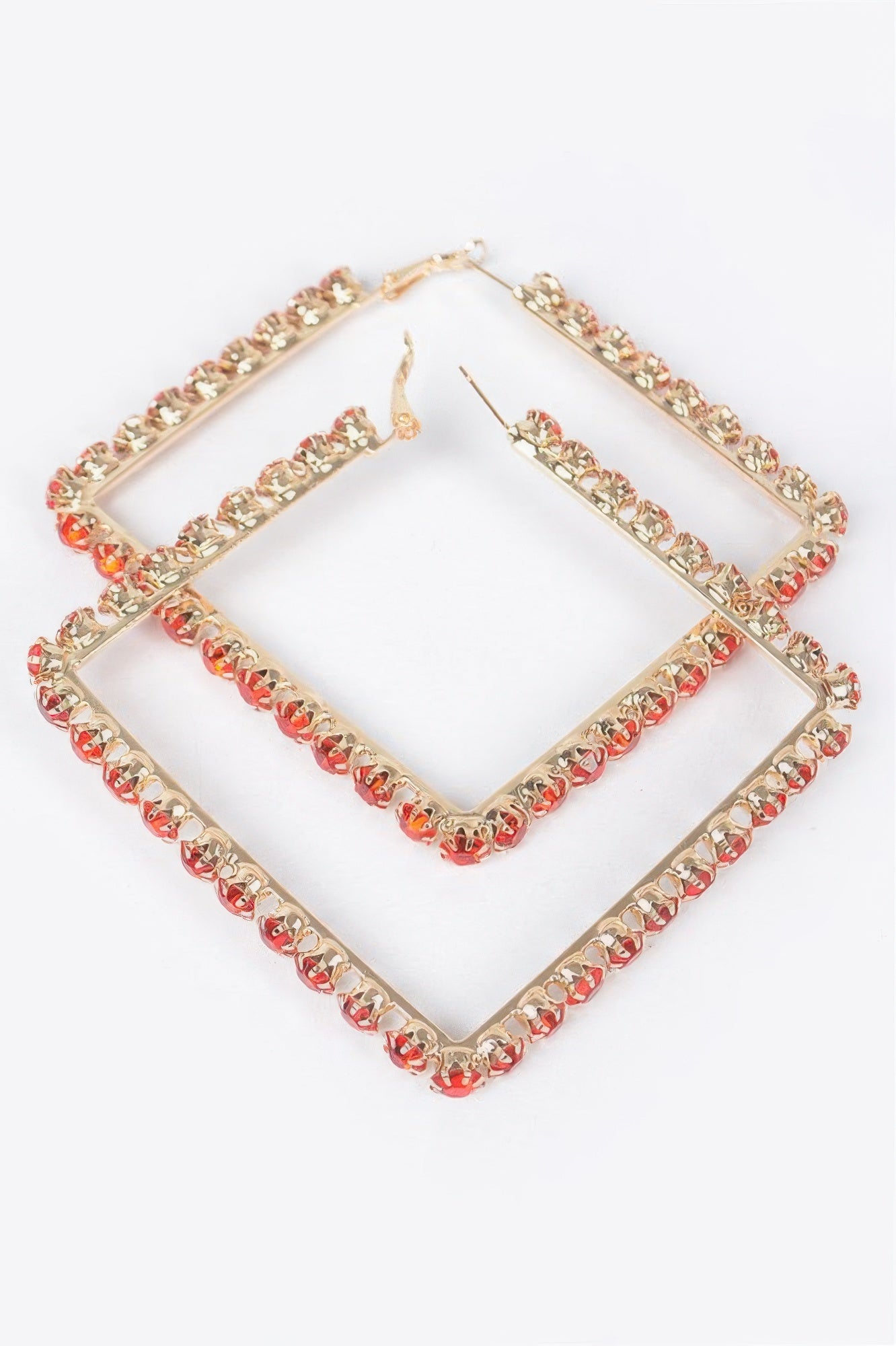 Rhinestone Square Hoop Earrings