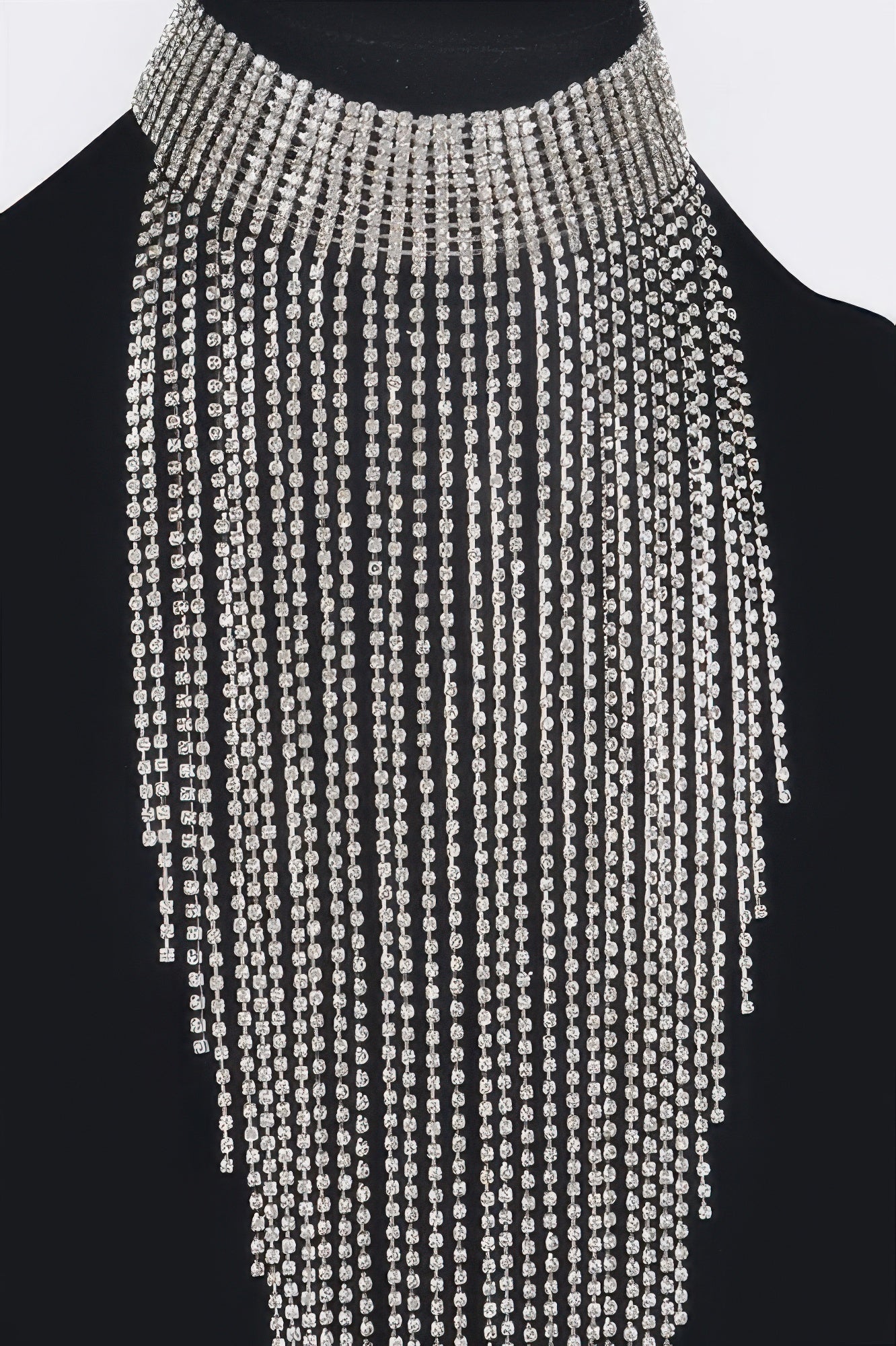 Rhinestone Choker Tassle Necklace
