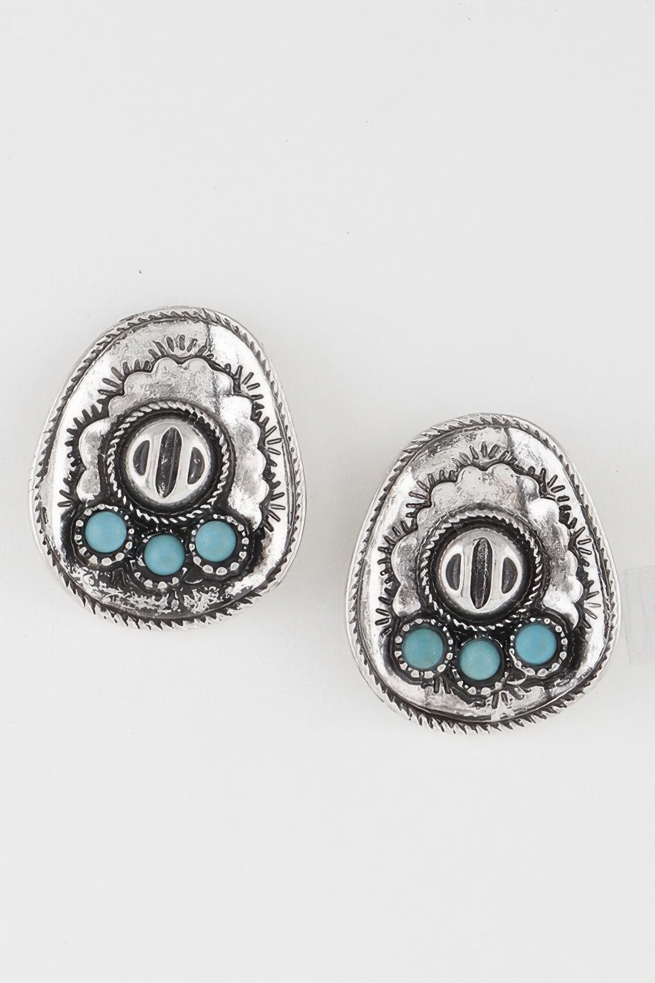Vintage Stone Plate Earrings