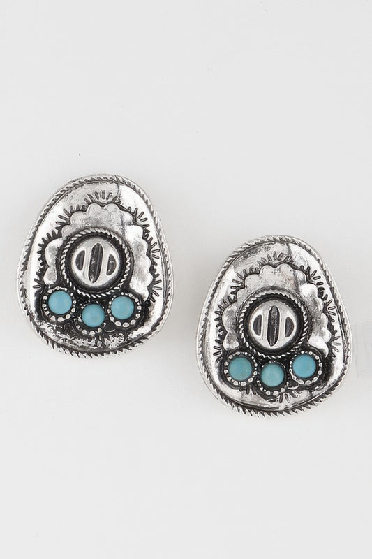 Vintage Stone Plate Earrings