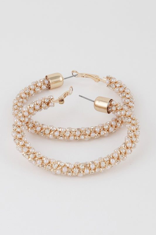 Wide Jeweled Hoop Earrings