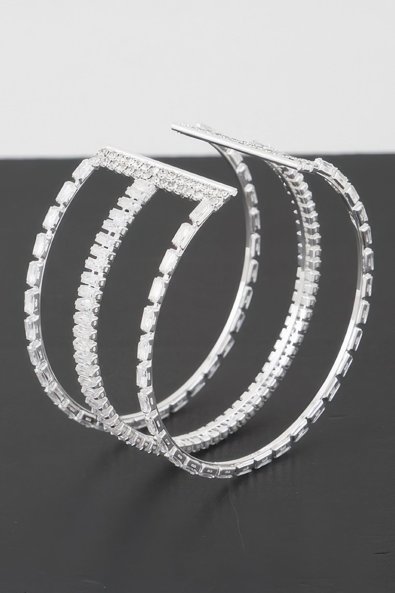 Wide Triple Crystal Cuff Bracelet