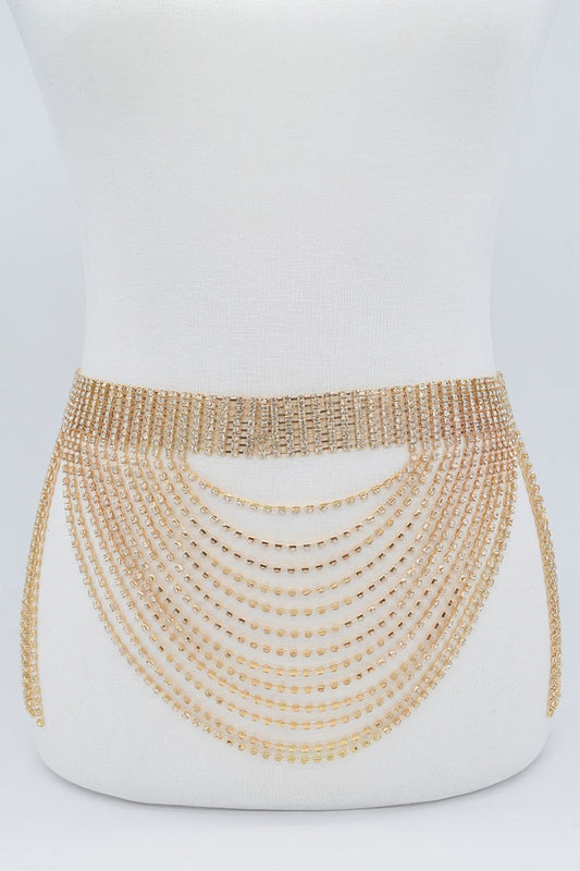 Rhinestone Multi Layered Drop Belt