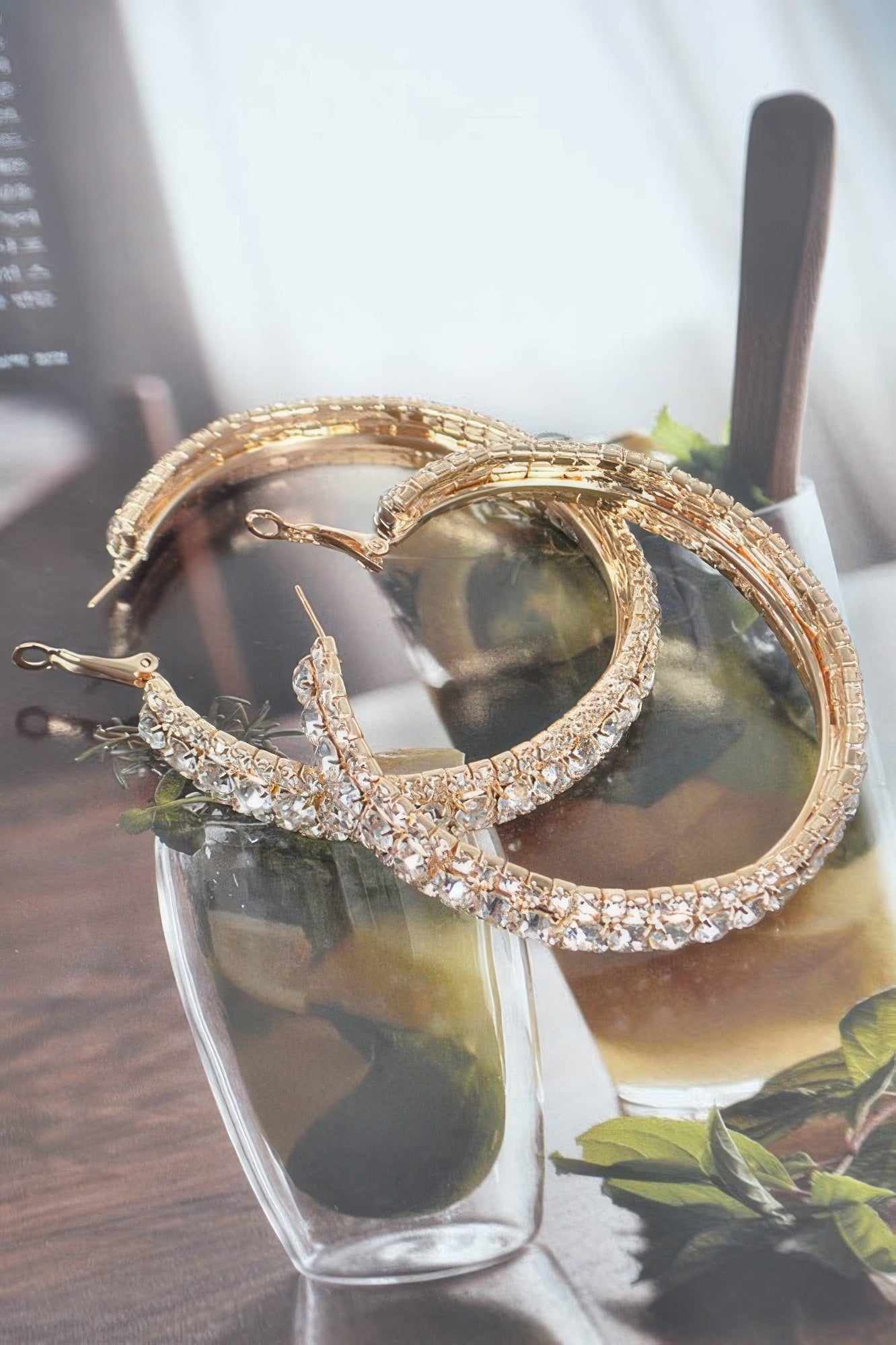 Multi Rhinestone 60mm Hoop Earrings