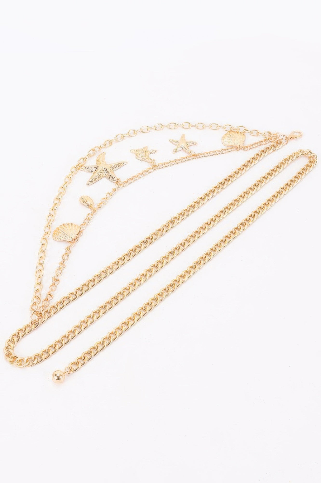 Seashell Starfish Layered Chain Belt