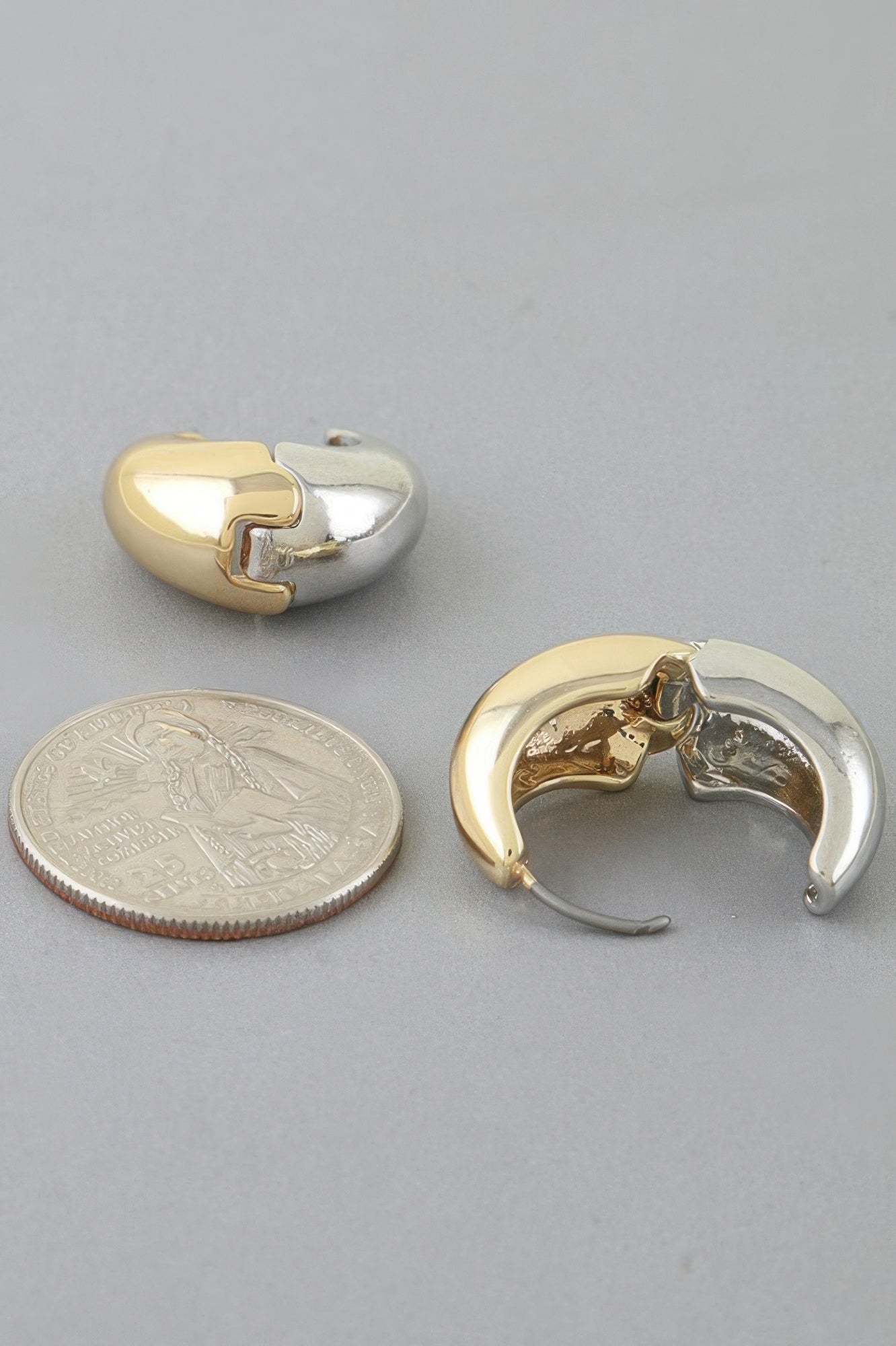 Two Toned Crescent Hoop Earrings