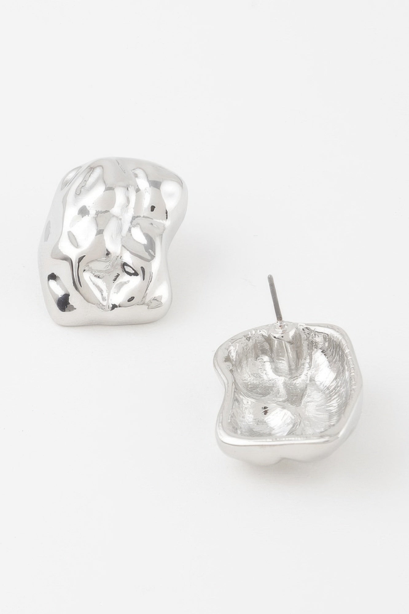 Chunky Textured Dish Stud Earrings
