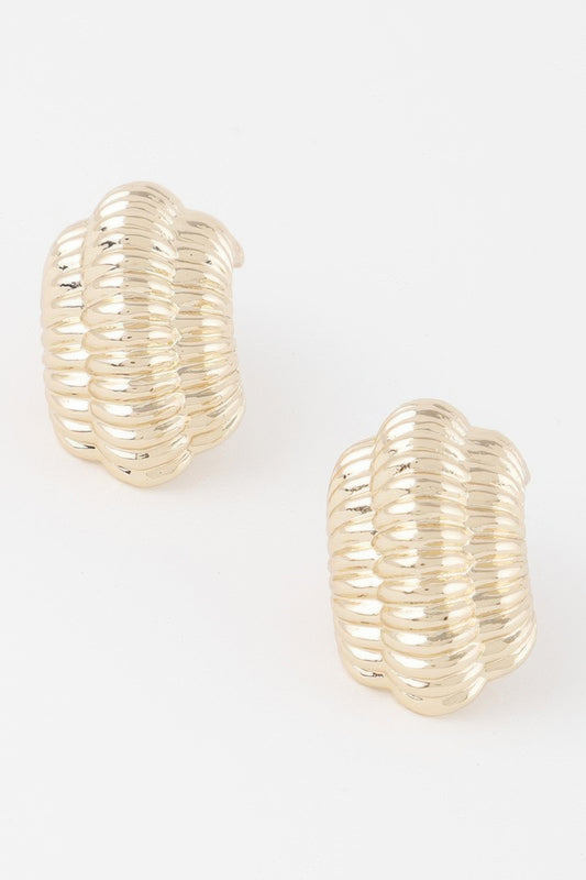 Thin Ribbed Hoop Earrings