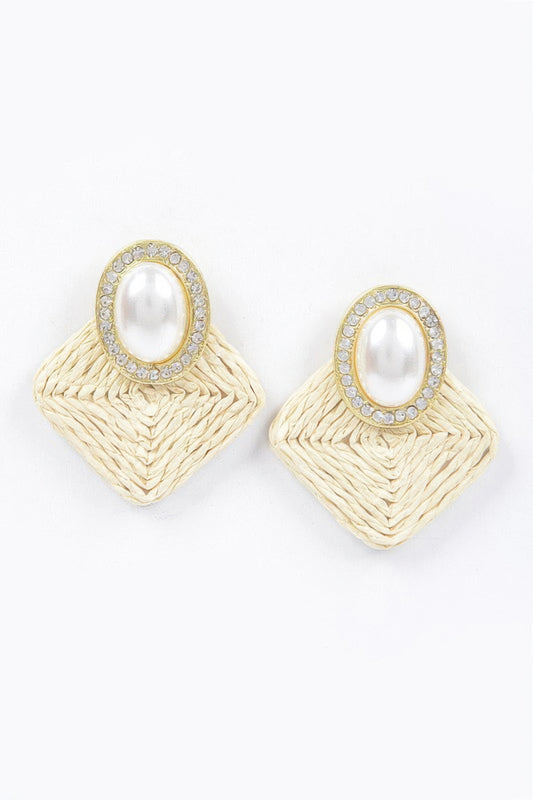 Faux Straw Pearl Earring