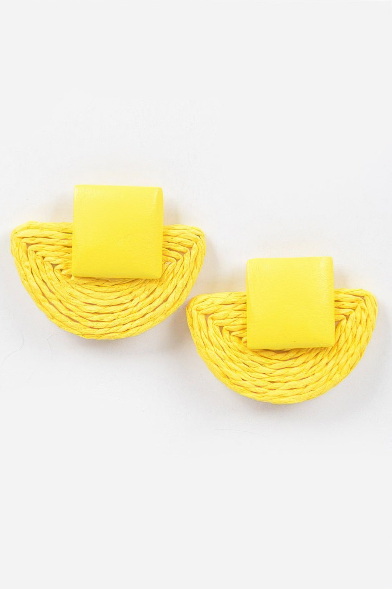 Faux Half Moon Straw Earring
